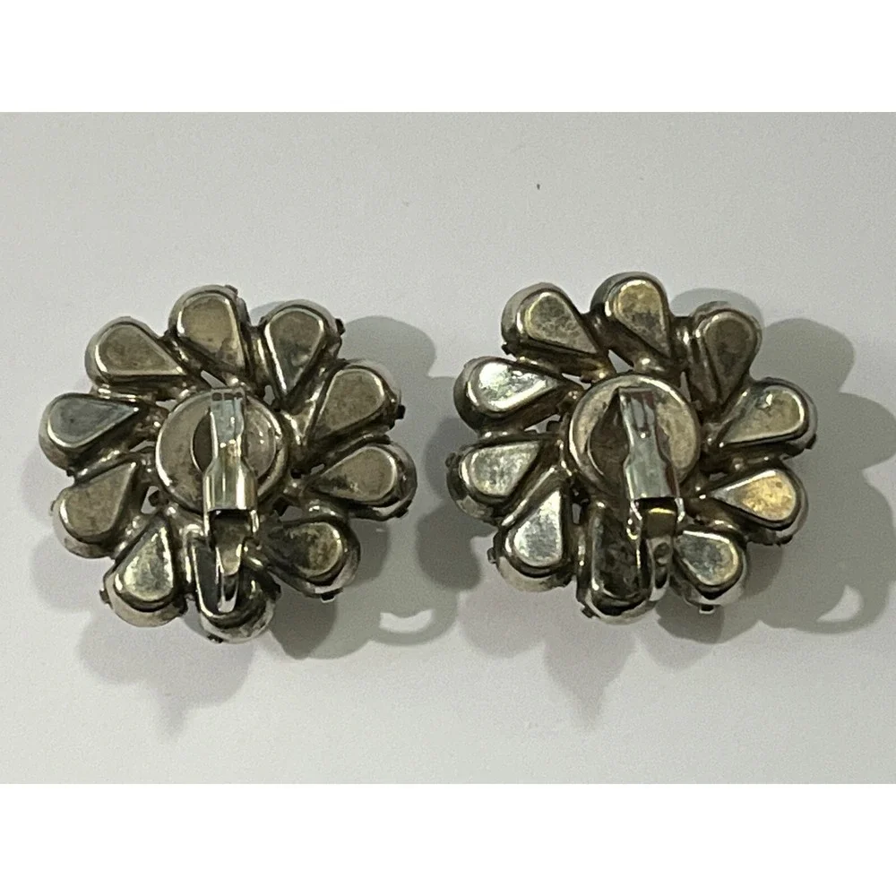 Vintage Rhinestones Clip On Earrings Jewelry Dressy Ice Classic Flowers Circles‎